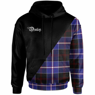 Scottish Dunlop Clan Crest Tartan Hoodie - Military Logo Front Side Tartan Plaid