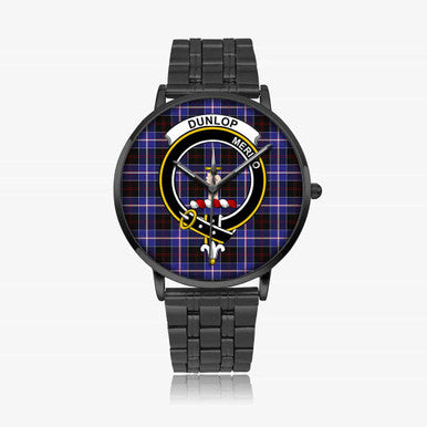 Scottish Dunlop Clan Crest Tartan Instafamous Steel Quartz Watches Tartan Plaid Black 1