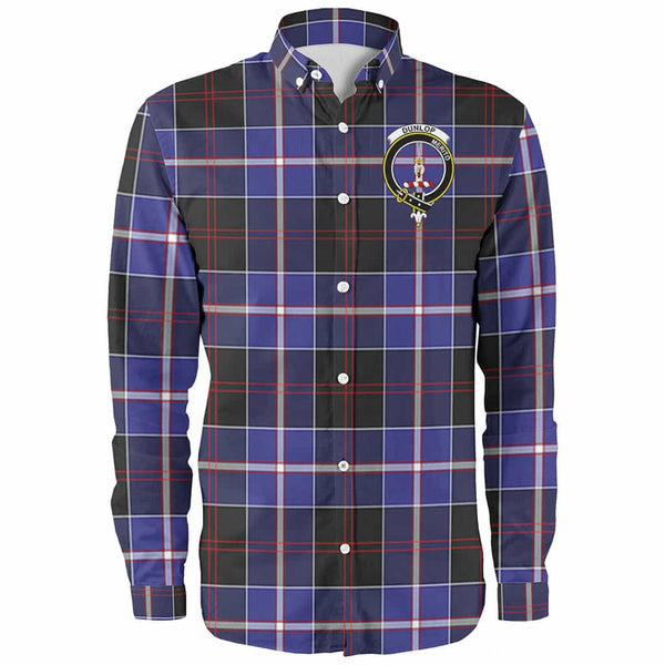 Scottish Dunlop Clan Crest Tartan Long Sleeve Shirt Front Side Tartan Plaid