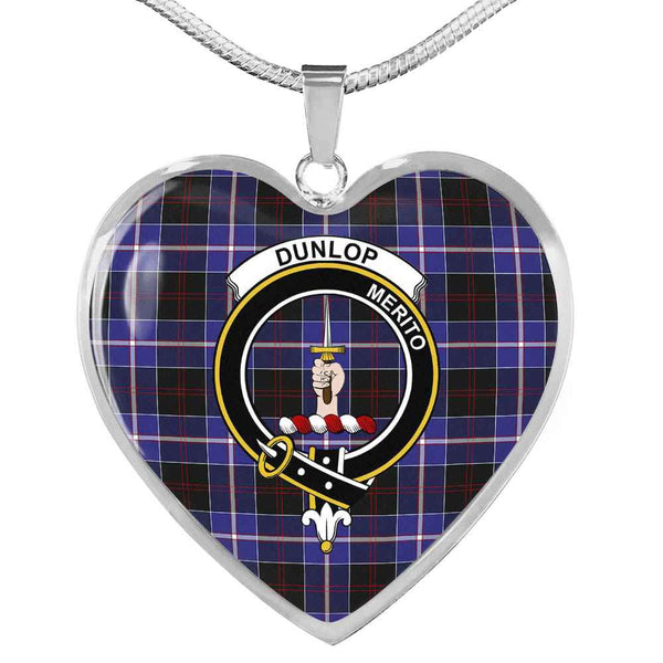 Scottish Dunlop Clan Crest Tartan Necklace Heart Tartan Plaid 1