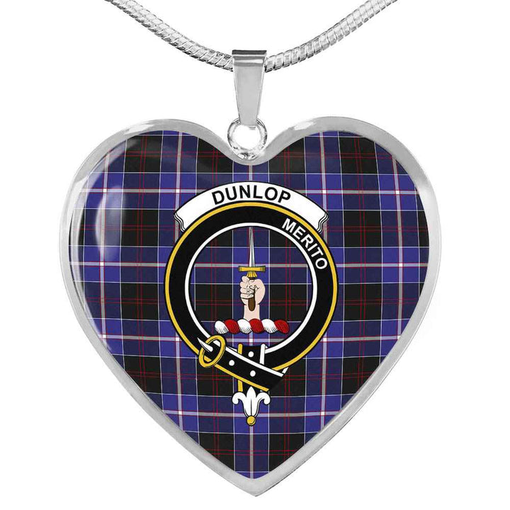 Scottish Dunlop Clan Crest Tartan Necklace Heart Tartan Plaid 1
