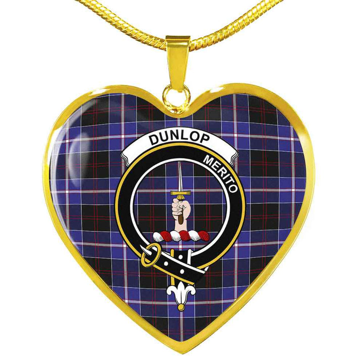 Scottish Dunlop Clan Crest Tartan Necklace Heart Tartan Plaid 2