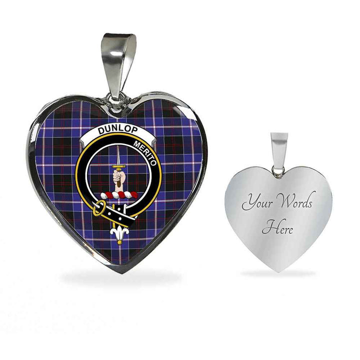 Scottish Dunlop Clan Crest Tartan Necklace Heart Tartan Plaid 3
