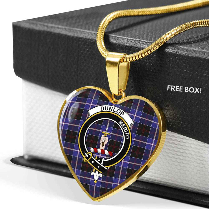 Scottish Dunlop Clan Crest Tartan Necklace Heart Tartan Plaid 6