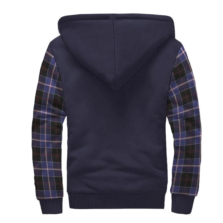 Scottish Dunlop Clan Crest Tartan Plaid Sleeve Sherpa Hoodie