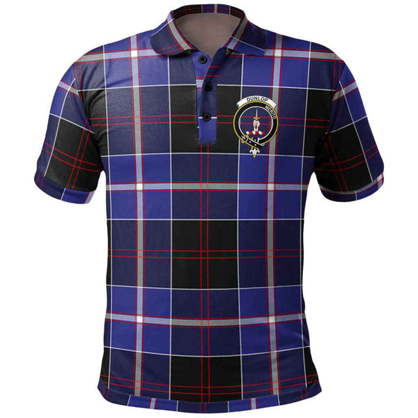 Scottish Dunlop Clan Crest Tartan Polo Shirt Front Side Tartan Plaid