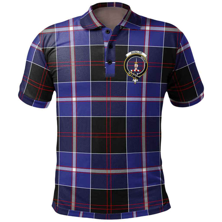Scottish Dunlop Clan Crest Tartan Polo Shirt Front Side Tartan Plaid
