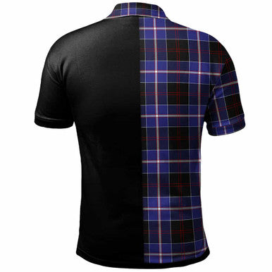 Scottish Dunlop Clan Crest Tartan Polo Shirt - Half in Me Back Side Tartan Plaid