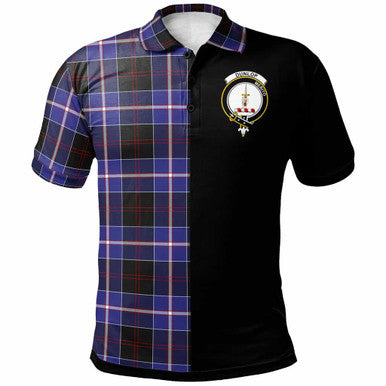 Scottish Dunlop Clan Crest Tartan Polo Shirt - Half in Me Front Side Tartan Plaid