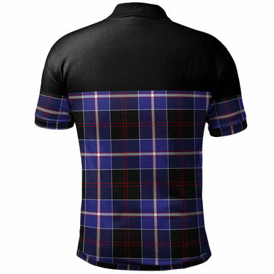 Scottish Dunlop Clan Crest Tartan Polo Shirt - Horizontal Style Back Side Tartan Plaid