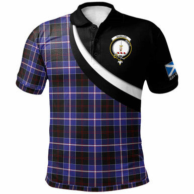Scottish Dunlop Clan Crest Tartan Polo Shirt - Scotland Forever Style Front Side Tartan Plaid