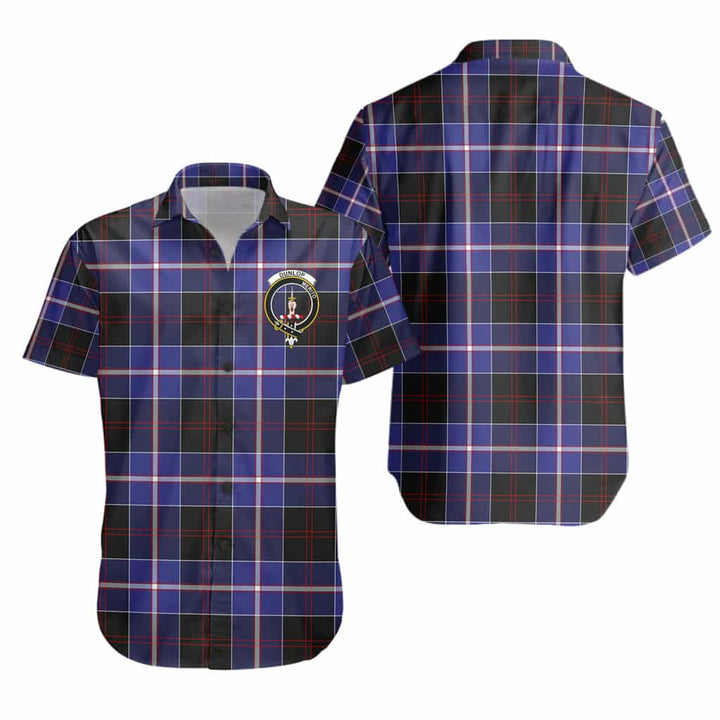 Scottish Dunlop Clan Crest Tartan Short Sleeve Shirt Tartan Plaid