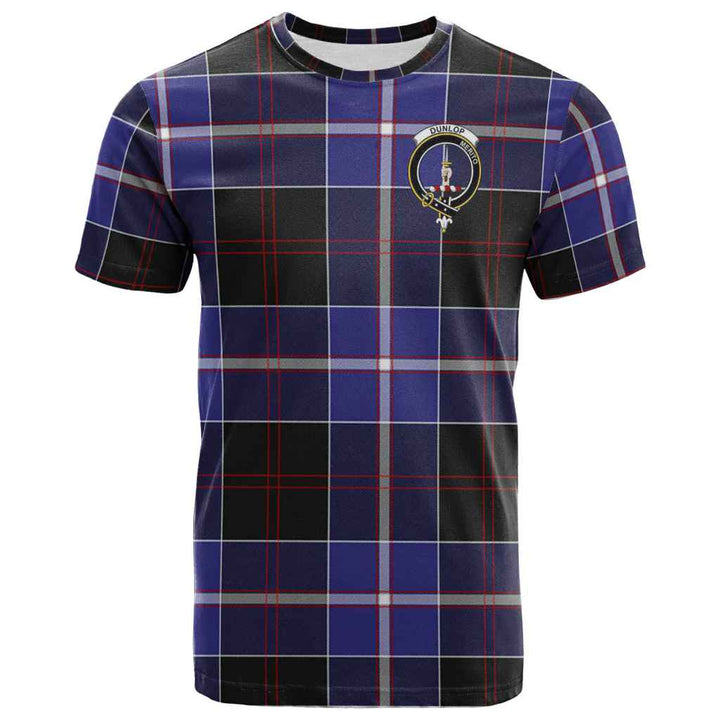 Scottish Dunlop Clan Crest Tartan T-Shirt Front Side Tartan Plaid