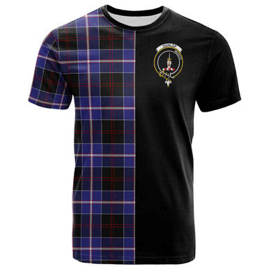 Scottish Dunlop Clan Crest Tartan T-Shirt Half in Me Front Side Tartan Plaid
