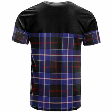 Scottish Dunlop Clan Crest Tartan T-Shirt - Horizontal Style Back Side Tartan Plaid