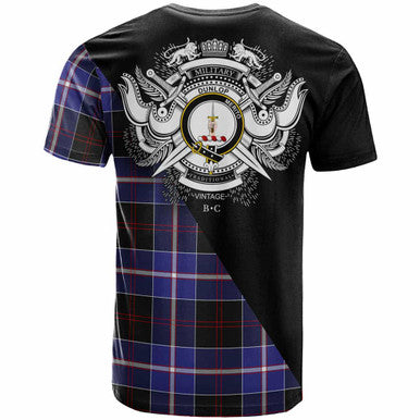 Scottish Dunlop Clan Crest Tartan T-Shirt - Military Logo Back Side Tartan Plaid