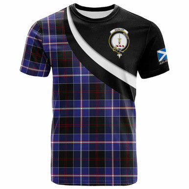 Scottish Dunlop Clan Crest Tartan T-Shirt - Scotland Forever Style Front Side Tartan Plaid