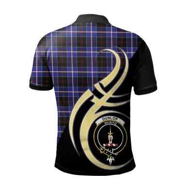 Scottish Dunlop Modern Clan Crest Tartan Polo Shirt Believe in Me Back Side Tartan Plaid