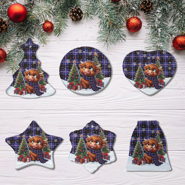 Scottish Dunlop Modern Clan Tartan Ceramic Ornament Cute Highland Cow Christmas All Style Tartan Plaid