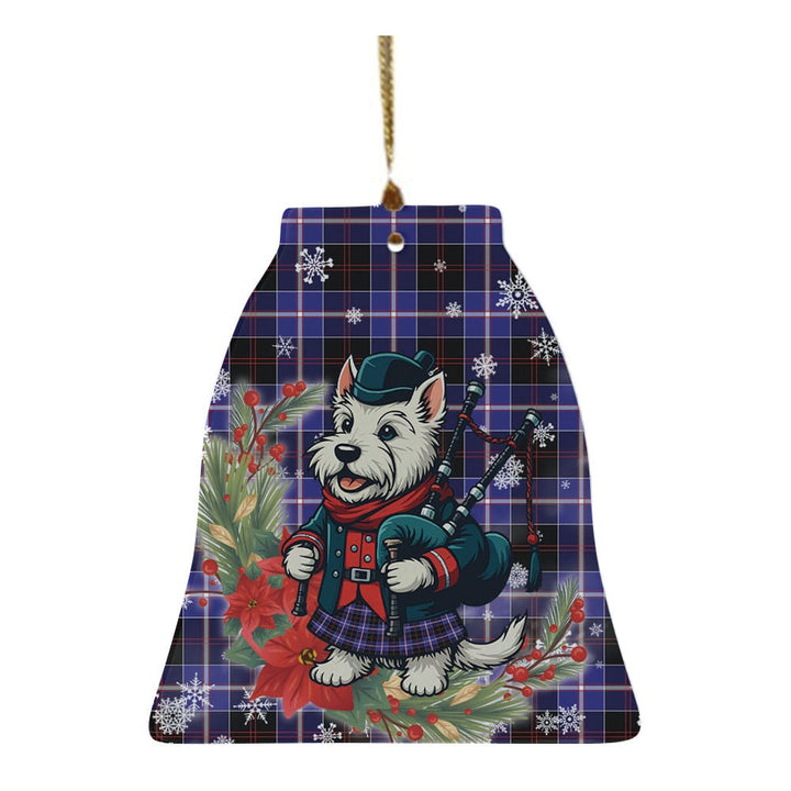 Scottish Dunlop Modern Clan Tartan Ceramic Ornament Cute Scottish Terrier Dog Bell Style Tartan Plaid