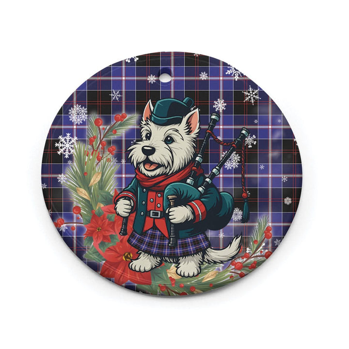 Scottish Dunlop Modern Clan Tartan Ceramic Ornament Cute Scottish Terrier Dog Circle Style Tartan Plaid