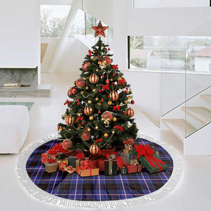 Scottish Dunlop Modern Clan Tartan Christmas Tree Skirt Tassels 3 Tartan Plaid