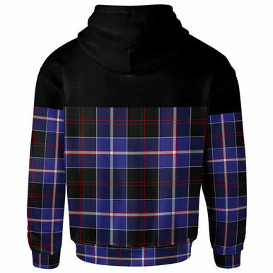Scottish Dunlop Modern Clan Tartan Hoodie - Horizontal Style Back Side Tartan Plaid