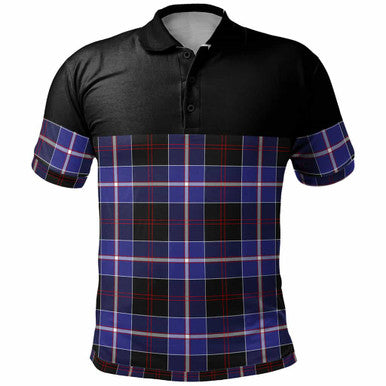 Scottish Dunlop Modern Clan Tartan Polo Shirt - Horizontal Style Front Side Tartan Plaid
