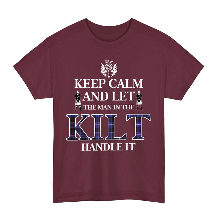Scottish Dunlop Modern Clan Tartan T-Shirt - Keep Calm Tartan Plaid Maroon Color