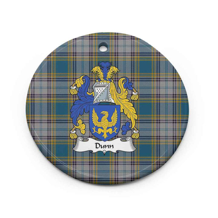 Scottish Dunn Clan Crest Tartan Ceramic Ornament Circle Shape Tartan Plaid