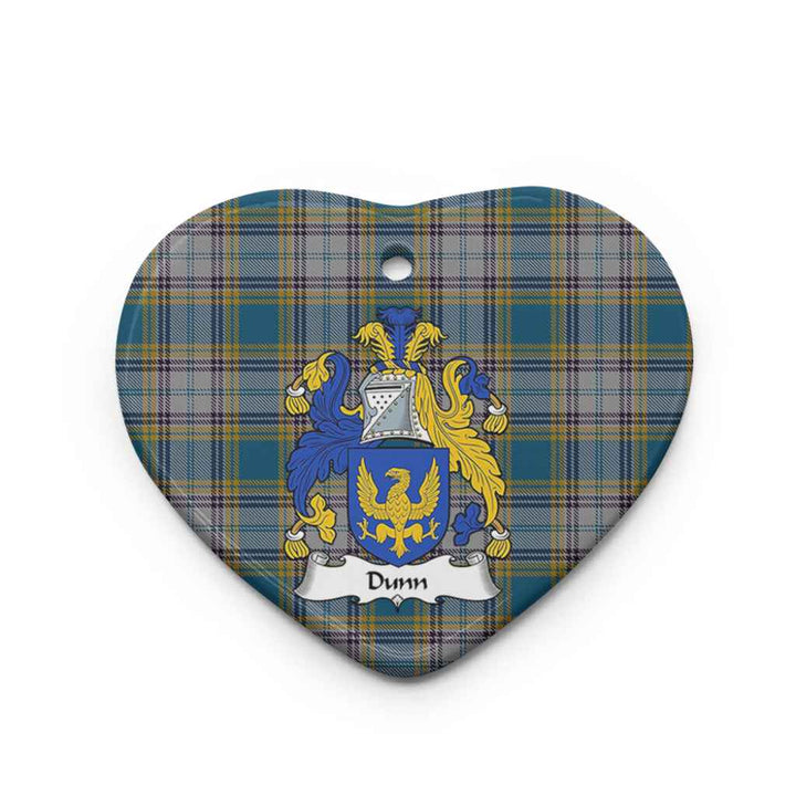Scottish Dunn Clan Crest Tartan Ceramic Ornament Heart Shape Tartan Plaid
