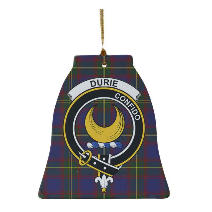 Scottish Durie Clan Crest Tartan Ceramic Ornament Bell Shape Tartan Plaid