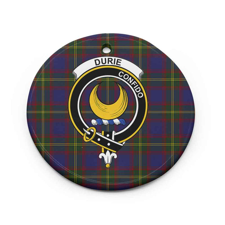 Scottish Durie Clan Crest Tartan Ceramic Ornament Circle Shape Tartan Plaid