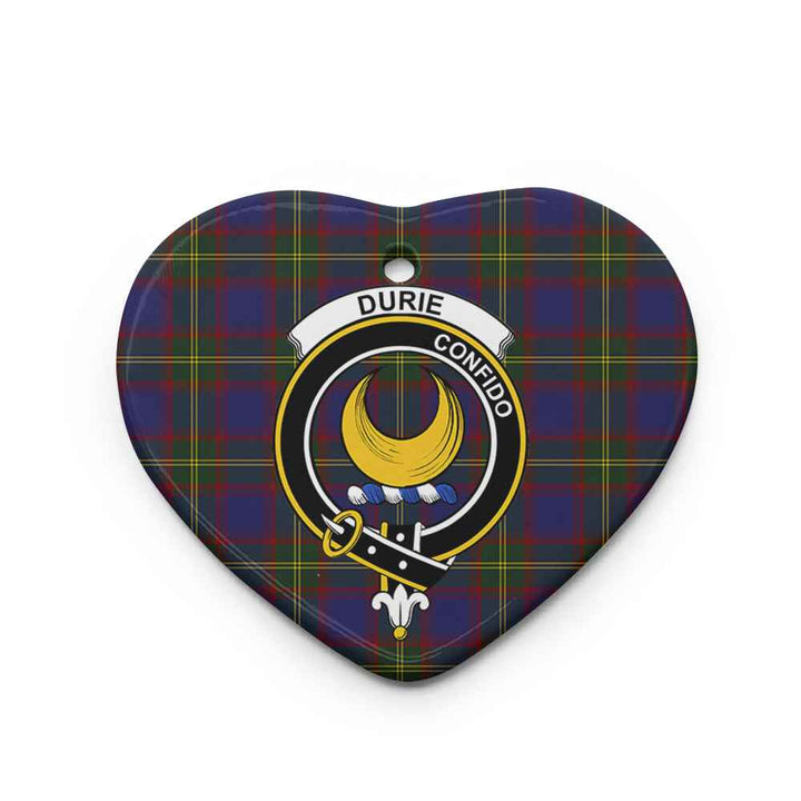 Scottish Durie Clan Crest Tartan Ceramic Ornament Heart Shape Tartan Plaid