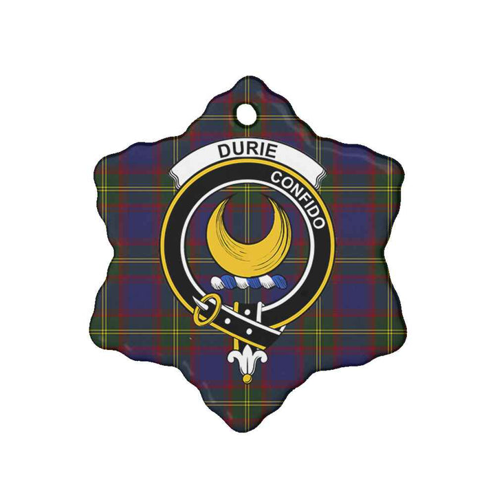 Scottish Durie Clan Crest Tartan Ceramic Ornament Snow Flake Shape Tartan Plaid