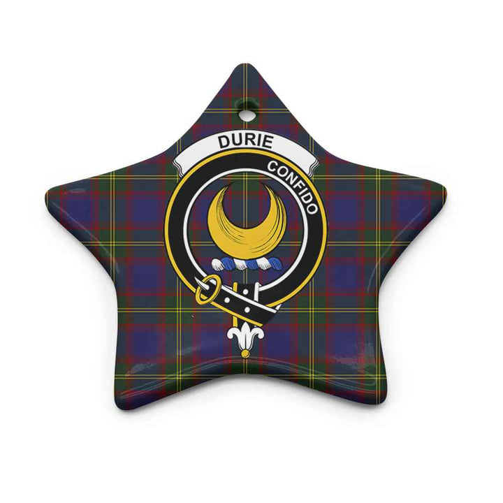 Scottish Durie Clan Crest Tartan Ceramic Ornament Star Shape Tartan Plaid