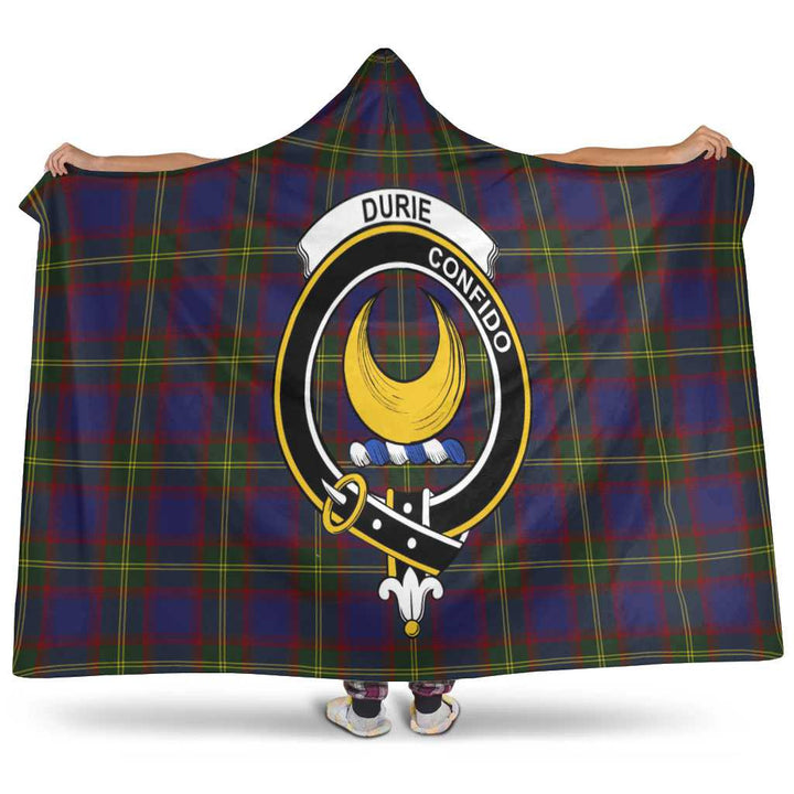 Scottish Durie Clan Crest Tartan Hooded Blanket Tartan Plaid 1