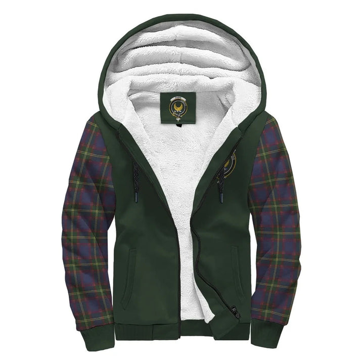 Scottish Durie Clan Crest Tartan Plaid Sleeve Sherpa Hoodie