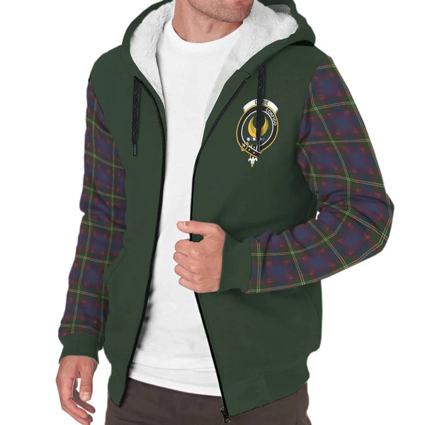 Scottish Durie Clan Crest Tartan Plaid Sleeve Sherpa Hoodie