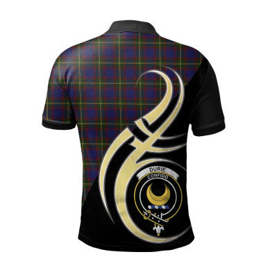 Scottish Durie Clan Crest Tartan Polo Shirt Believe in Me Back Side Tartan Plaid