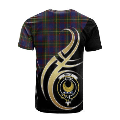 Scottish Durie Clan Crest Tartan T-Shirt Believe in Me Back Side Tartan Plaid