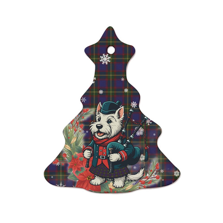 Scottish Durie Clan Tartan Ceramic Ornament Cute Scottish Terrier Dog Tree Style Tartan Plaid