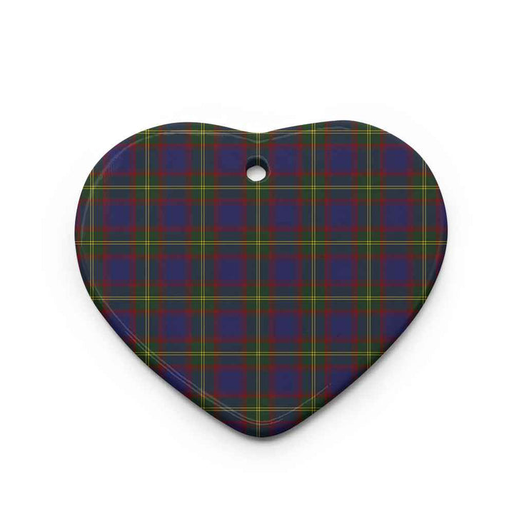 Scottish Durie Clan Tartan Ceramic Ornament Heart Shape Tartan Plaid