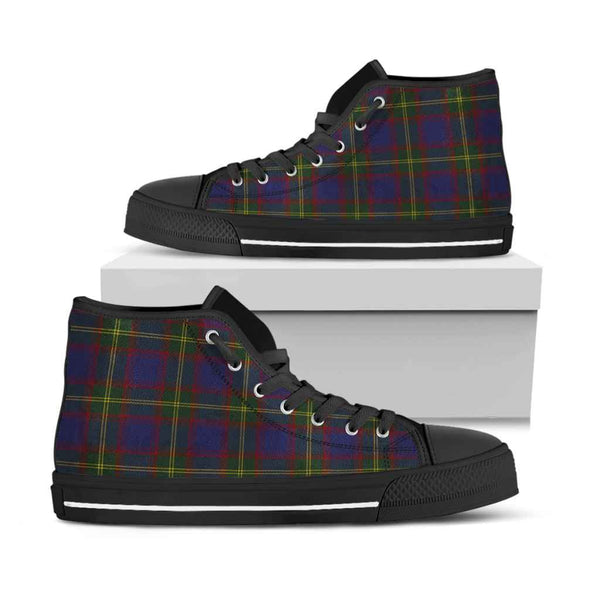 Scottish Durie Clan Tartan High Top Shoes Black Sole Tartan Plaid