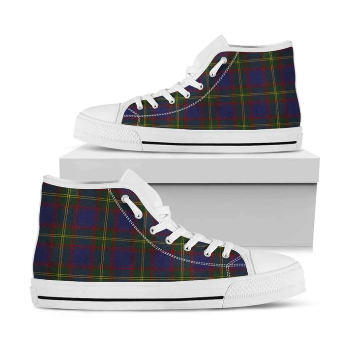 Scottish Durie Clan Tartan High Top Shoes White Sole Tartan Plaid