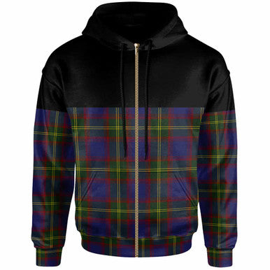 Scottish Durie Clan Tartan Hoodie - Horizontal Style Zip Tartan Plaid