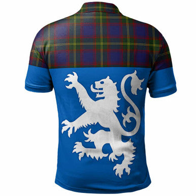 Scottish Durie Clan Tartan Polo Shirt - Lion Rampant of Scotland With Flag Back Side Tartan Plaid