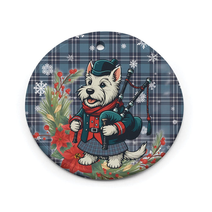Scottish Earl of St Andrews Clan Tartan Ceramic Ornament Cute Scottish Terrier Dog Circle Style Tartan Plaid