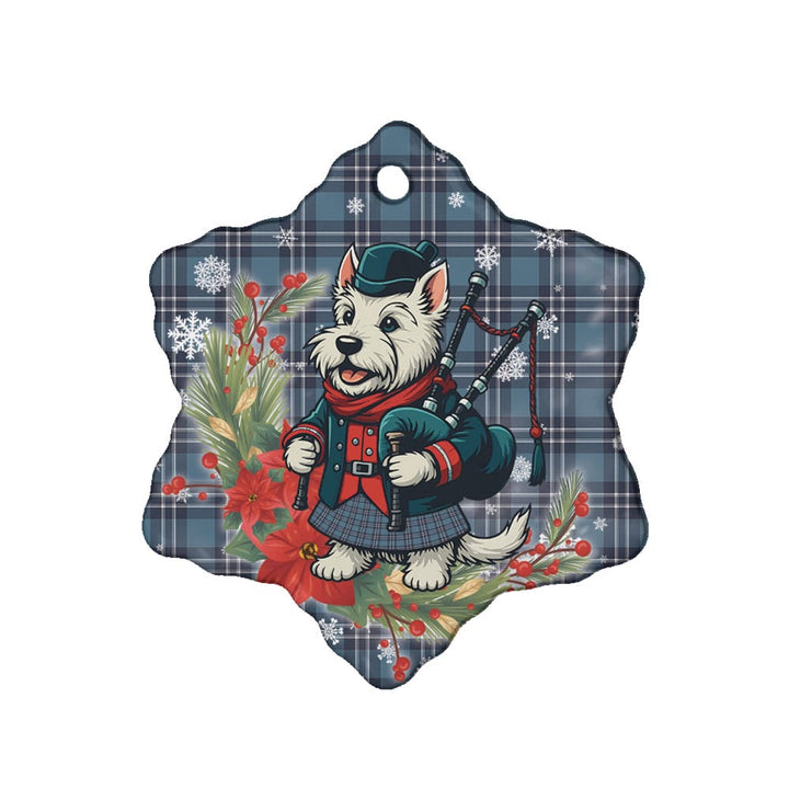 Scottish Earl of St Andrews Clan Tartan Ceramic Ornament Cute Scottish Terrier Dog Snow Flake Style Tartan Plaid
