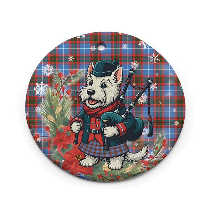 Scottish Edinburgh District Clan Tartan Ceramic Ornament Cute Scottish Terrier Dog Circle Style Tartan Plaid